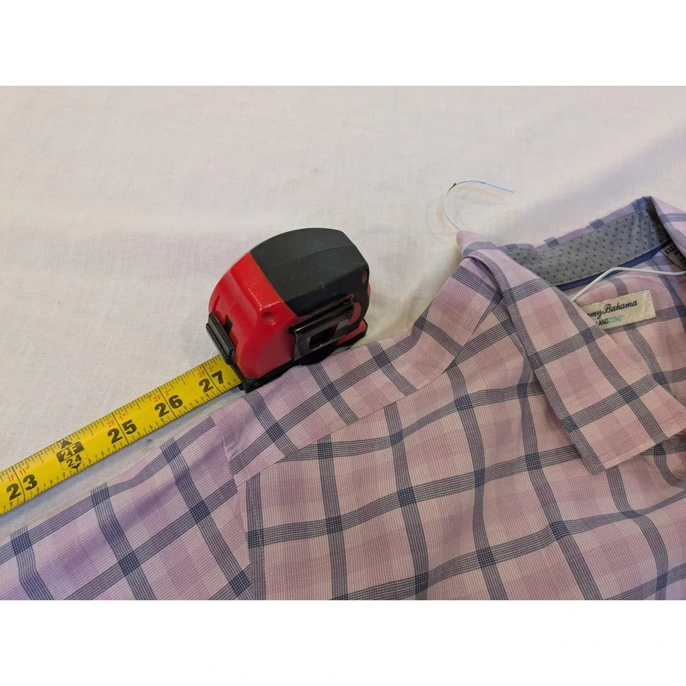 Tommy Bahama‎ Shirt Mens 2XL Purple Blue Check IslandZone Button Up Long Sleeve